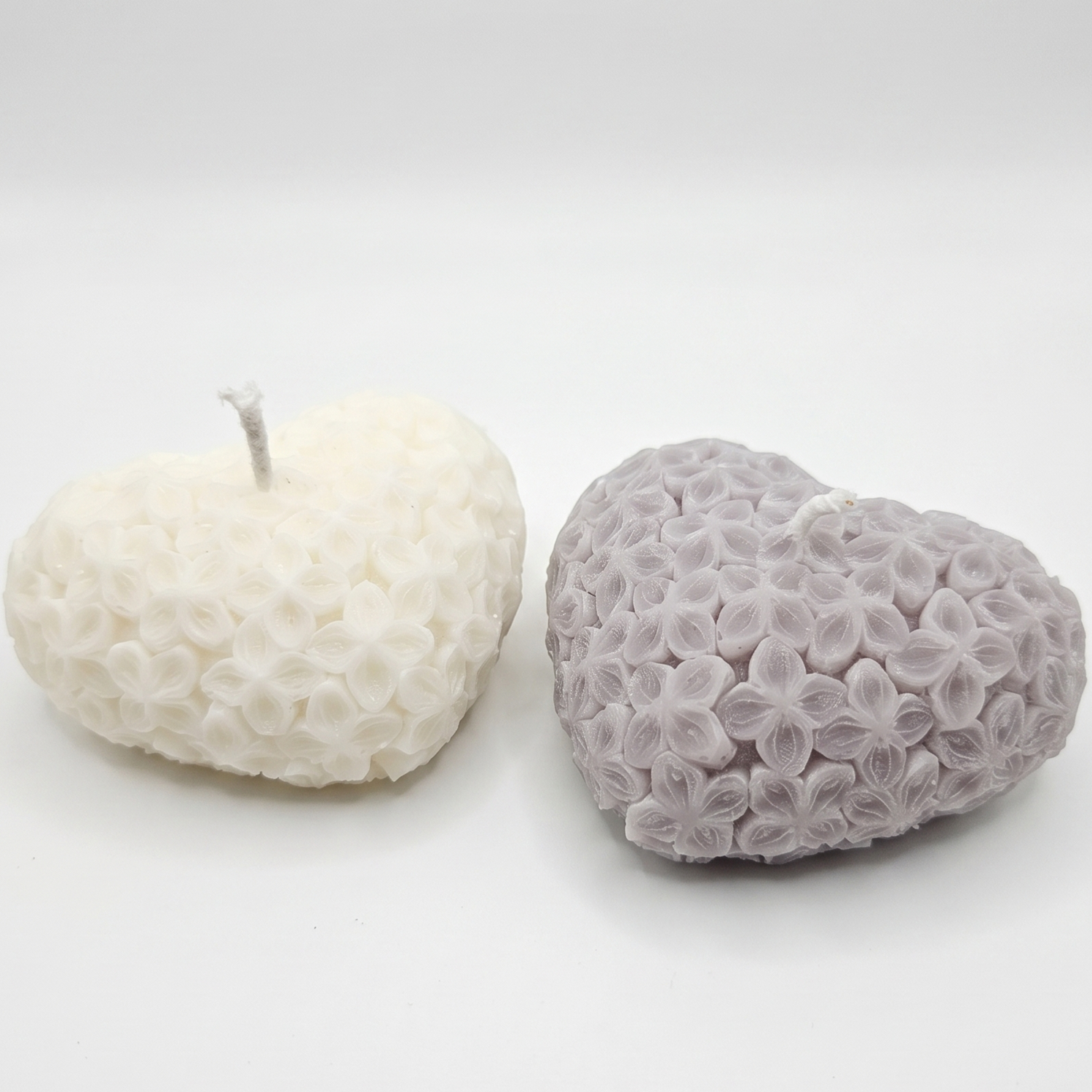 Decoratieve kaars Bloeiend Hart - Grijs / Vanille