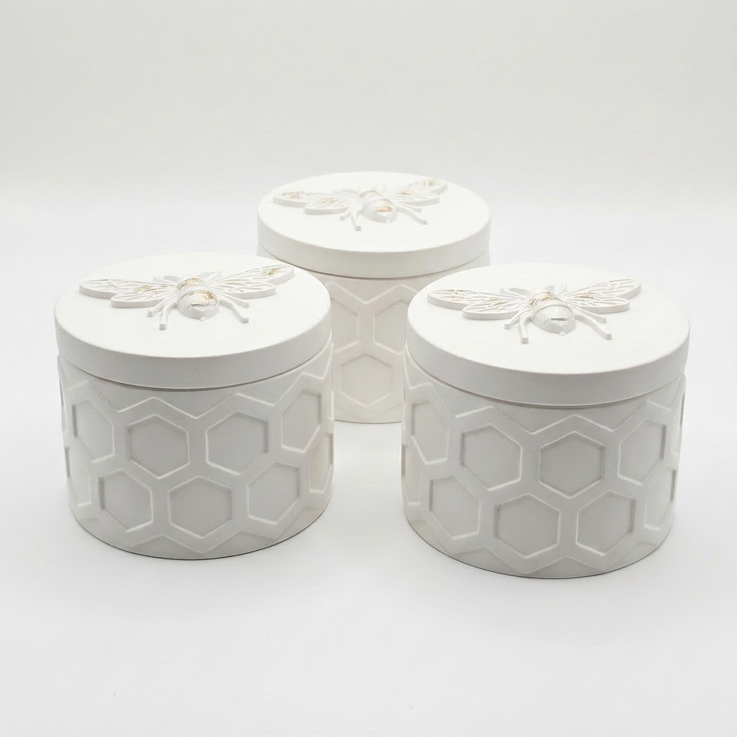 Bijencontainer met deksel - Wit / Goud