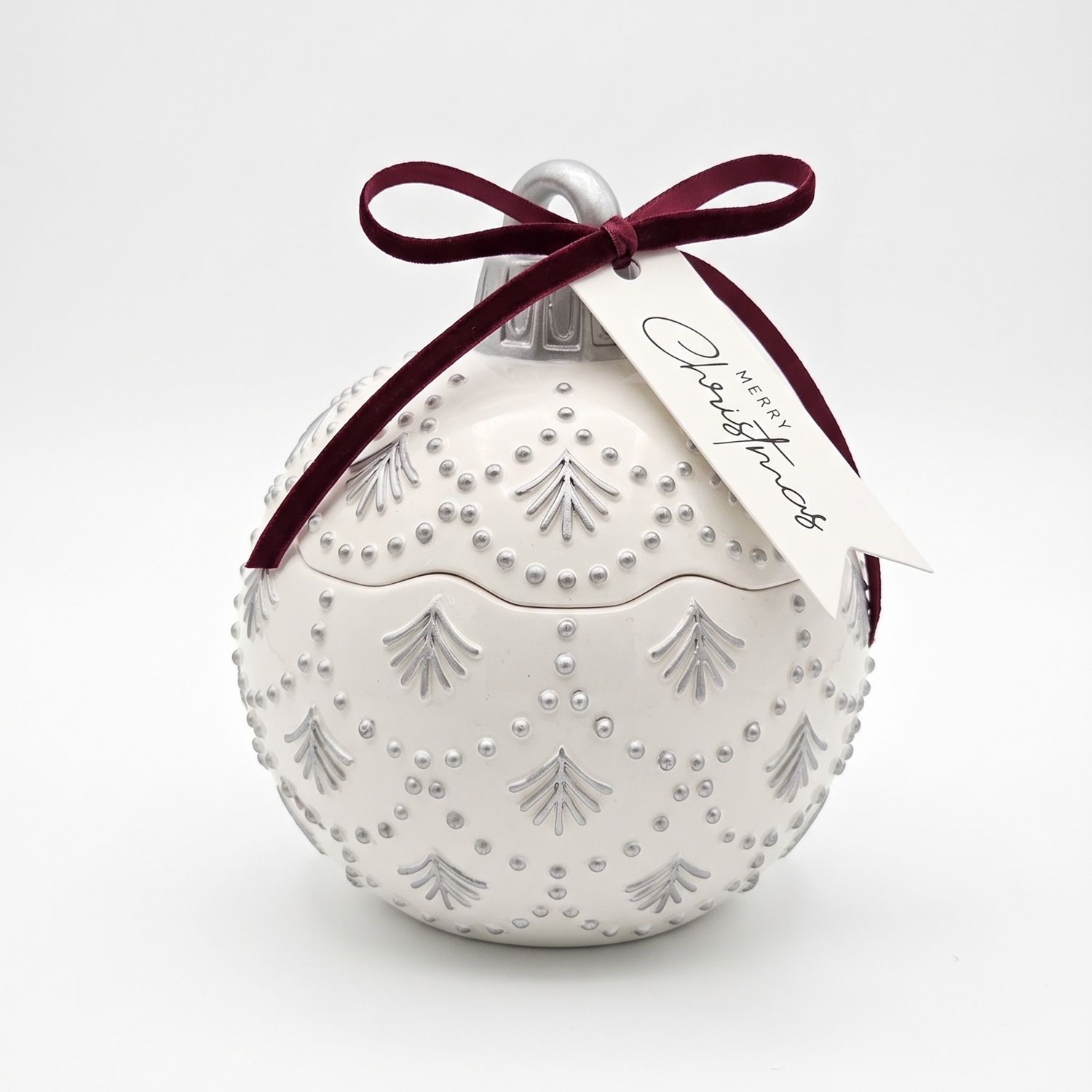 Kaars Christmas Bauble Enchanted MINI - Wit / Zilver / Wintermagie / MINI