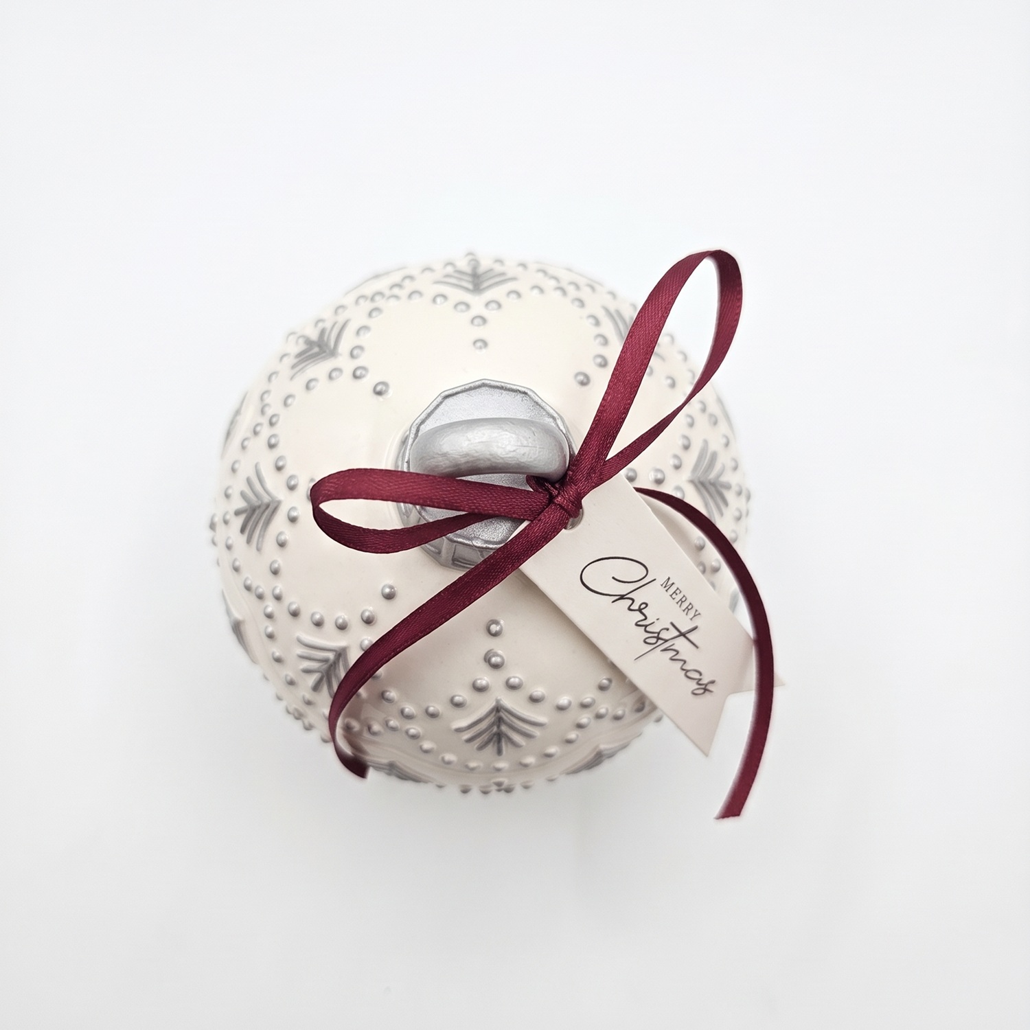 Kaars Christmas Bauble Enchanted MINI - Wit / Zilver / Wintermagie / MINI
