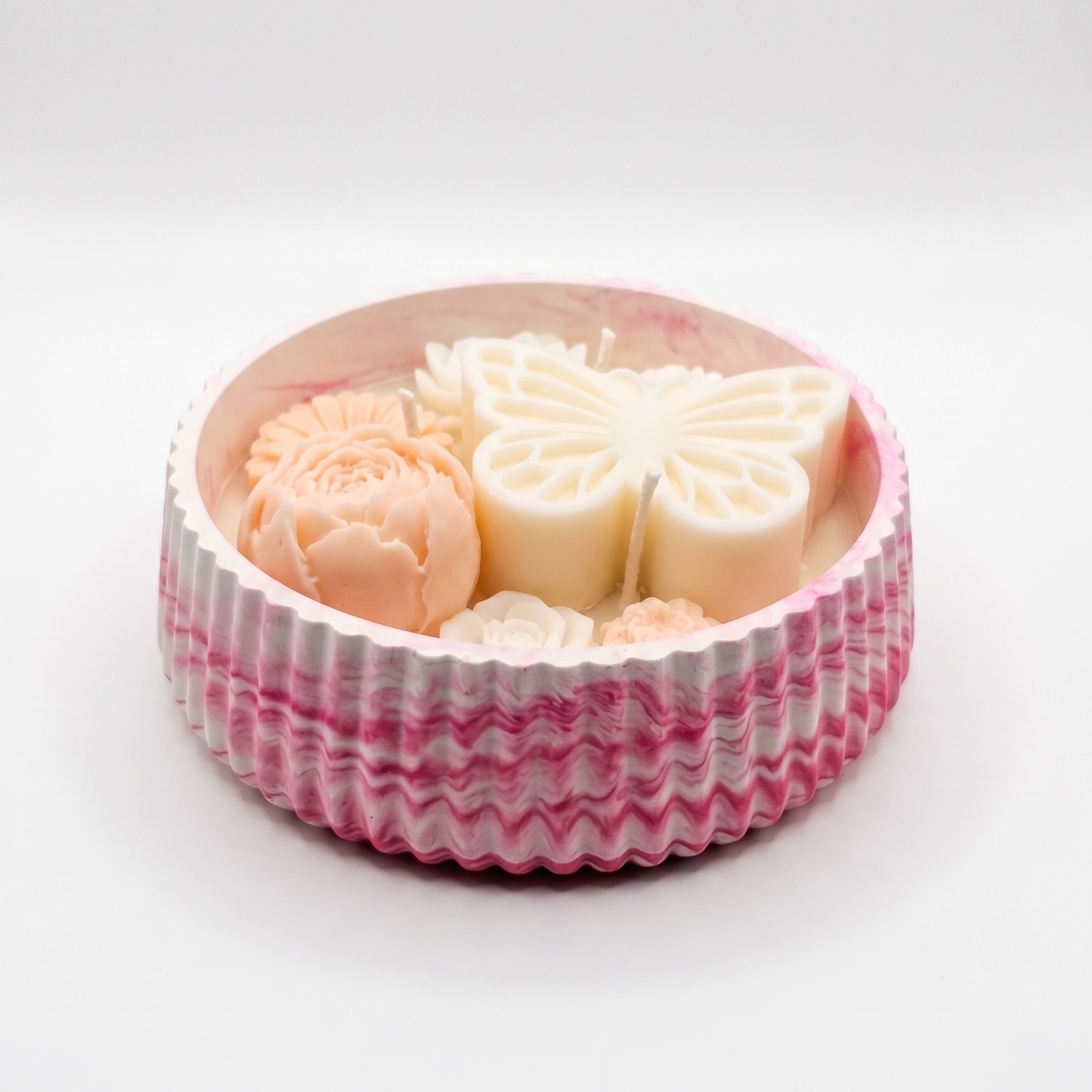 Kaars Vlinderbries - Wit / Roze / Melk, Honing