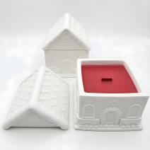 Kaars Huisje - Wit / Aardbei, Rabarber