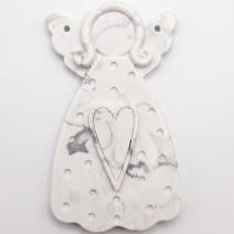 Hangende gietengel - Wit / Zilver / L