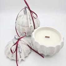 Kaars Christmas Bauble Glitter - Wit / Zilver / Wintermagie