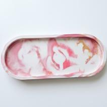 Design dienblad Klasik XL - Wit / Roze / Goud