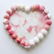 Design dienblad Parelhart - Wit / Roze / Goud