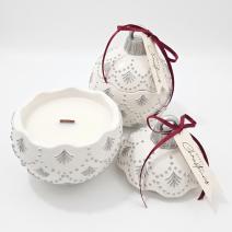Kaars Christmas Bauble Enchanted MINI - Wit / Zilver / Wintermagie / MINI