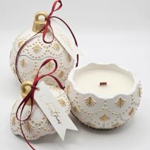 Kerstbal-kaars Enchanted MINI - Wit / Goud / Wintermagie