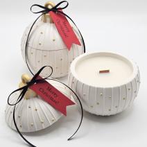 Kaars Christmas Bauble Charming - Wit / Goud / Wintermagie