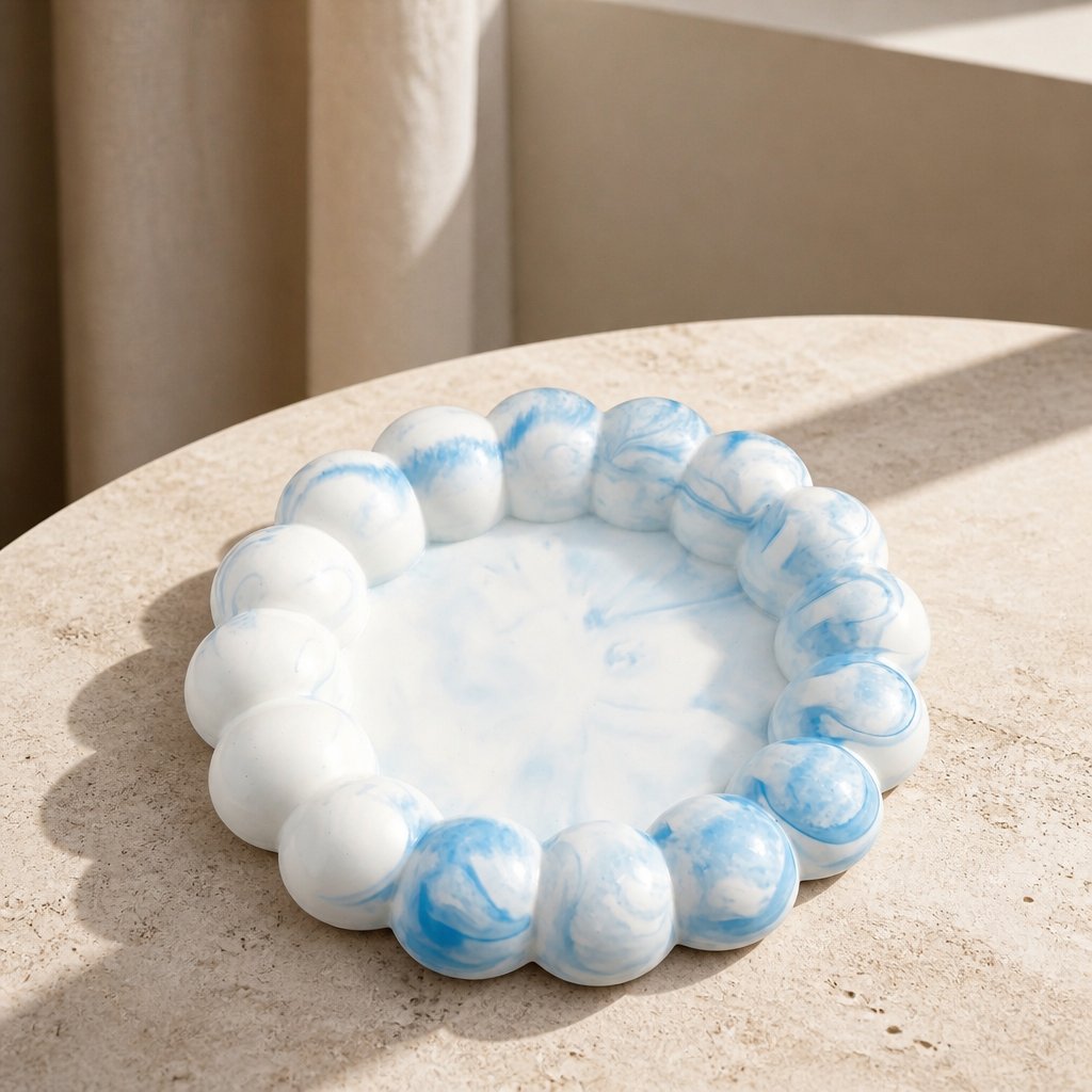 Design dienblad Bubbel - Wit / Blauw