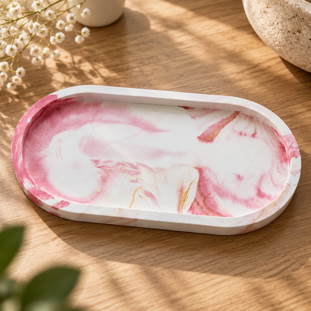 Design dienblad Klasik - Wit / Roze / Goud